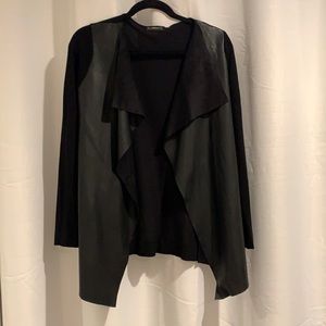 Zara faux leather cardigan black